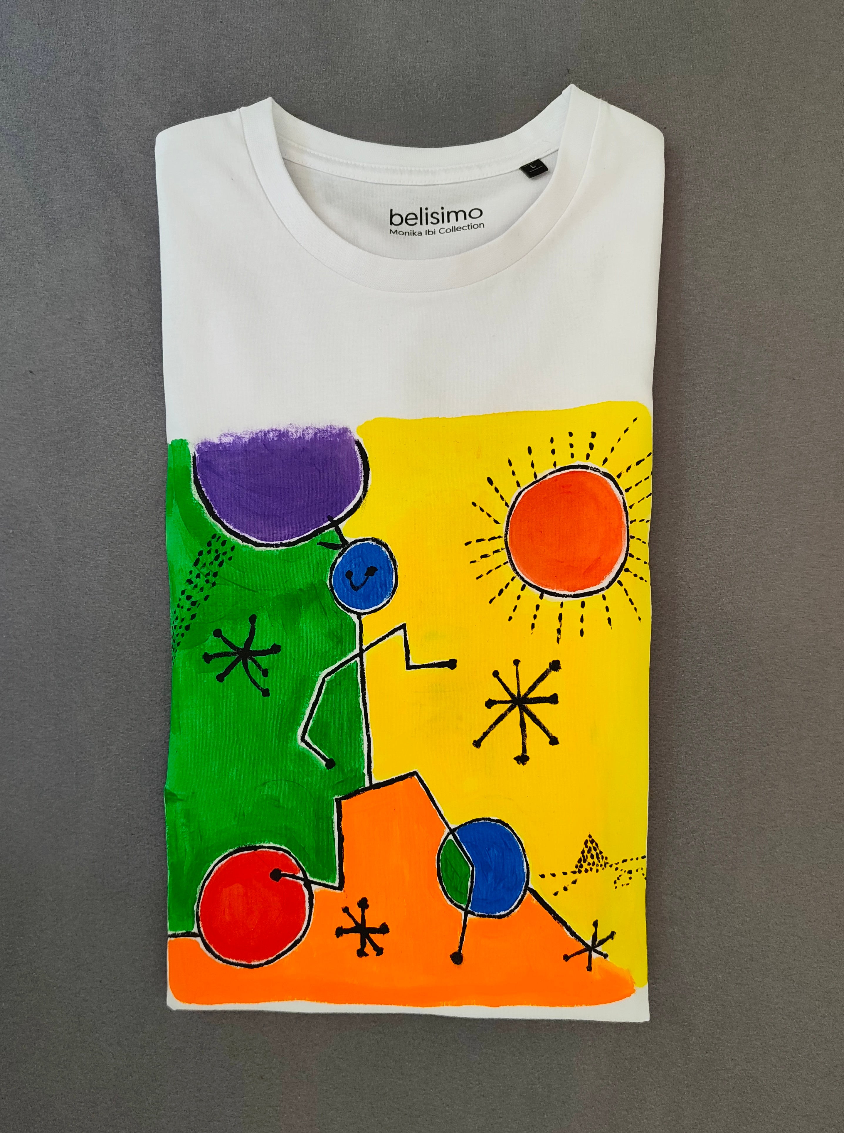 Handbemaltes Design T-Shirt L bunt Belisimo