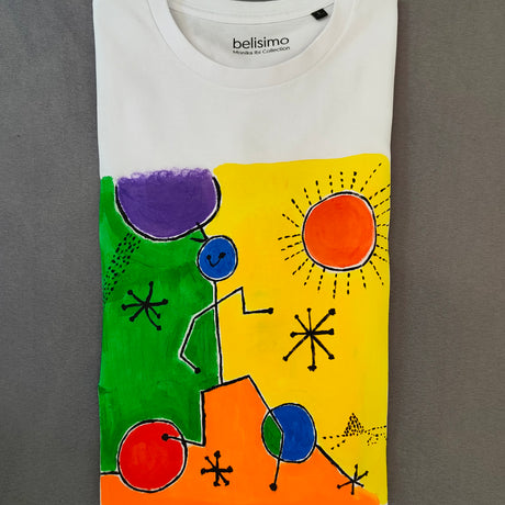 Handbemaltes Design T-Shirt L bunt Belisimo