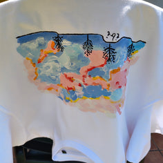 Handbemaltes buntes T-Shirt M Baumwolle Himmel in Japan