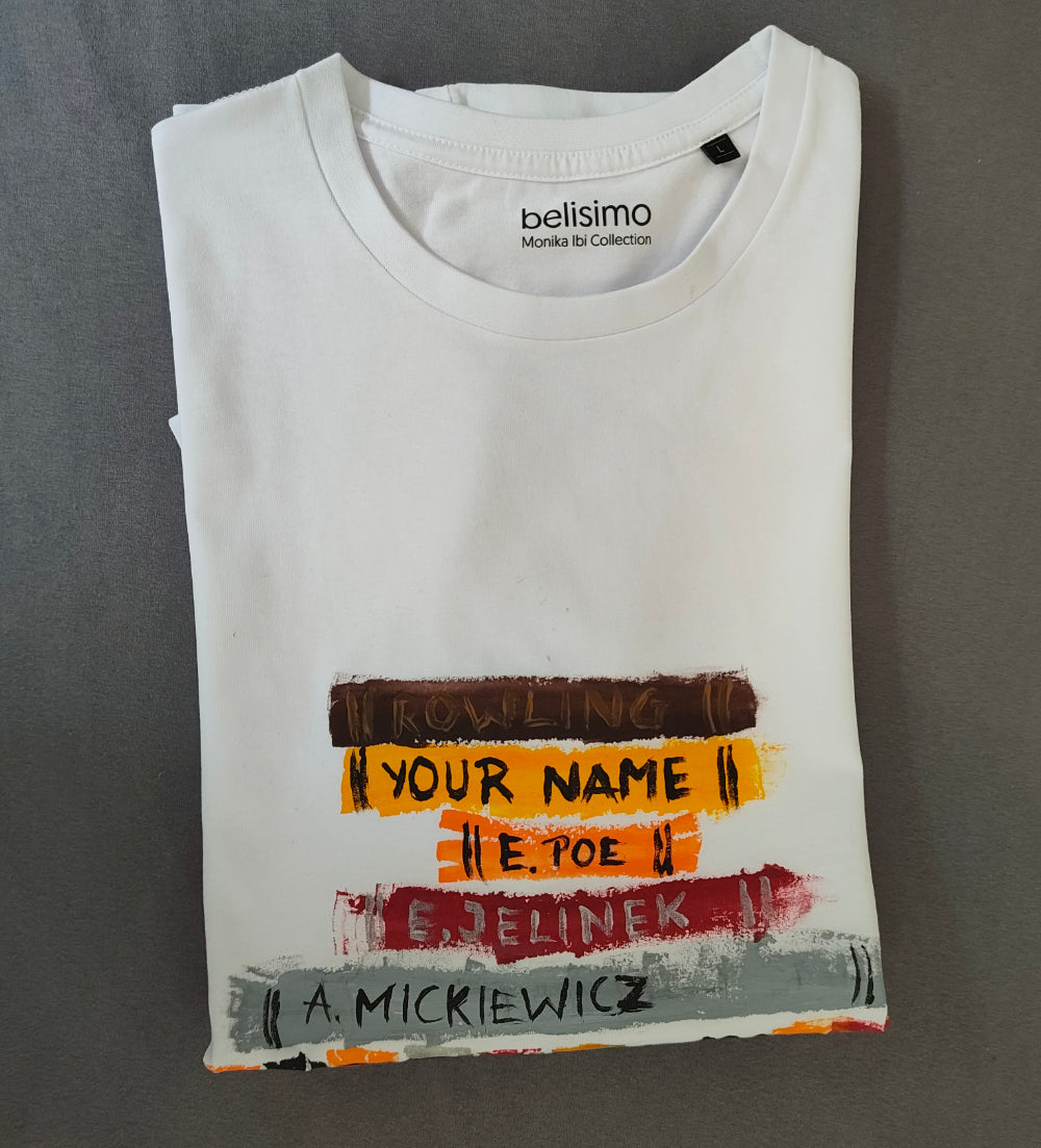 Book Lovers – handbemaltes T-Shirt L