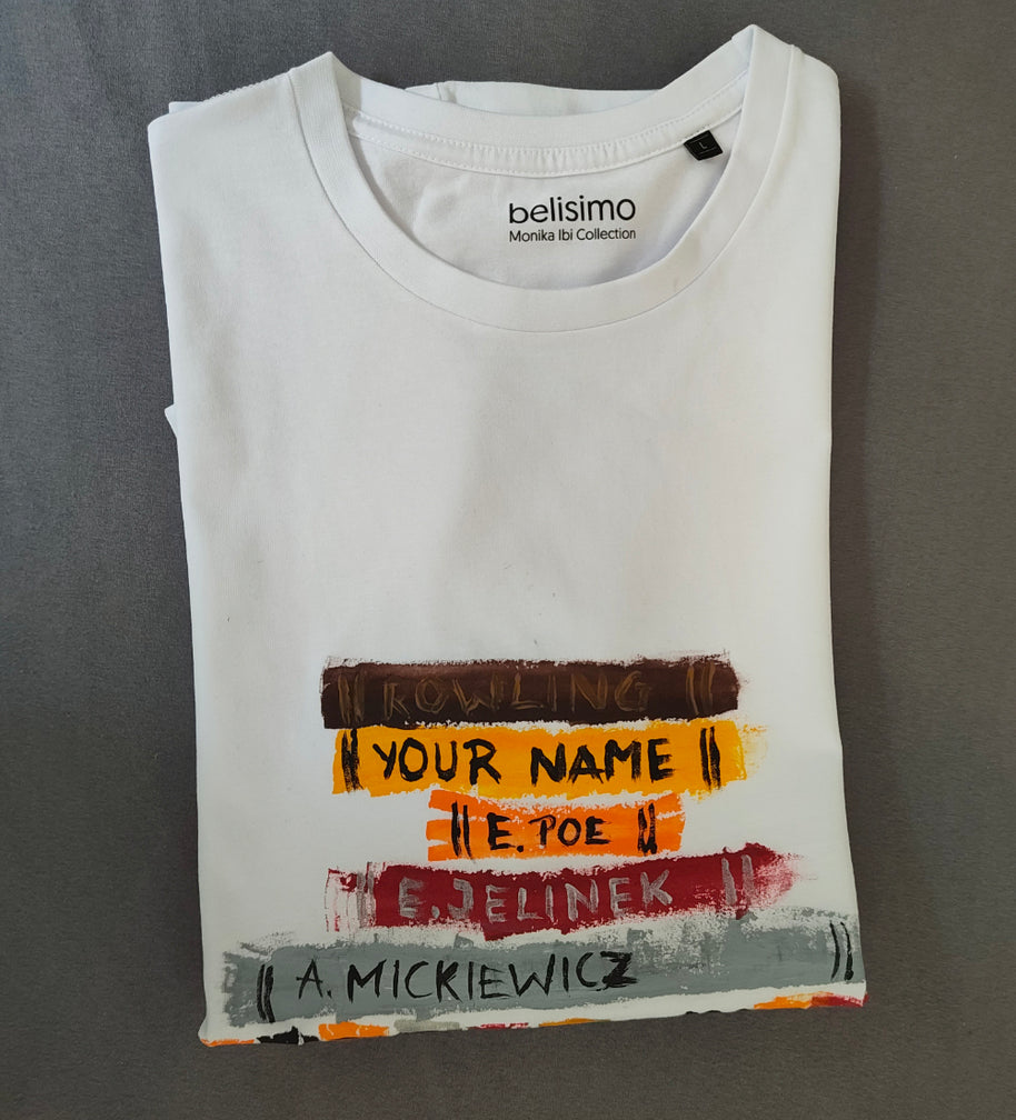 Book Lovers – handbemaltes T-Shirt L