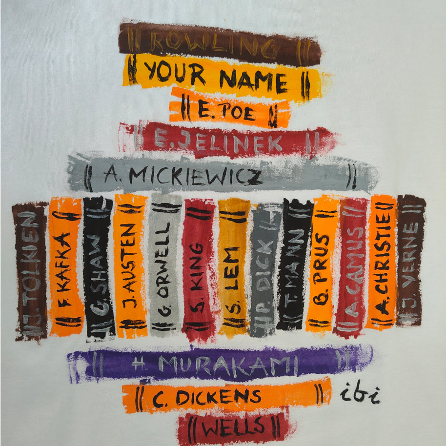 Book Lovers – handbemaltes T-Shirt L
