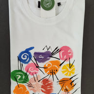 Handbemaltes T-Shirt bunte Fantasie M Größe Damen
