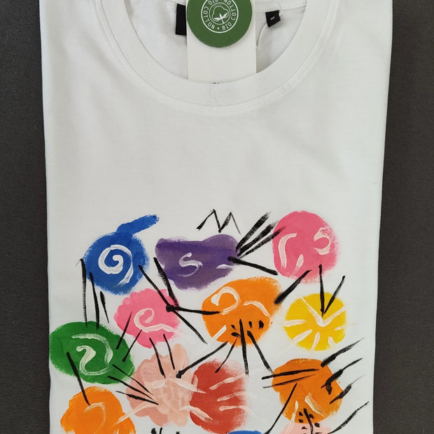 Handbemaltes T-Shirt bunte Fantasie M Größe Damen