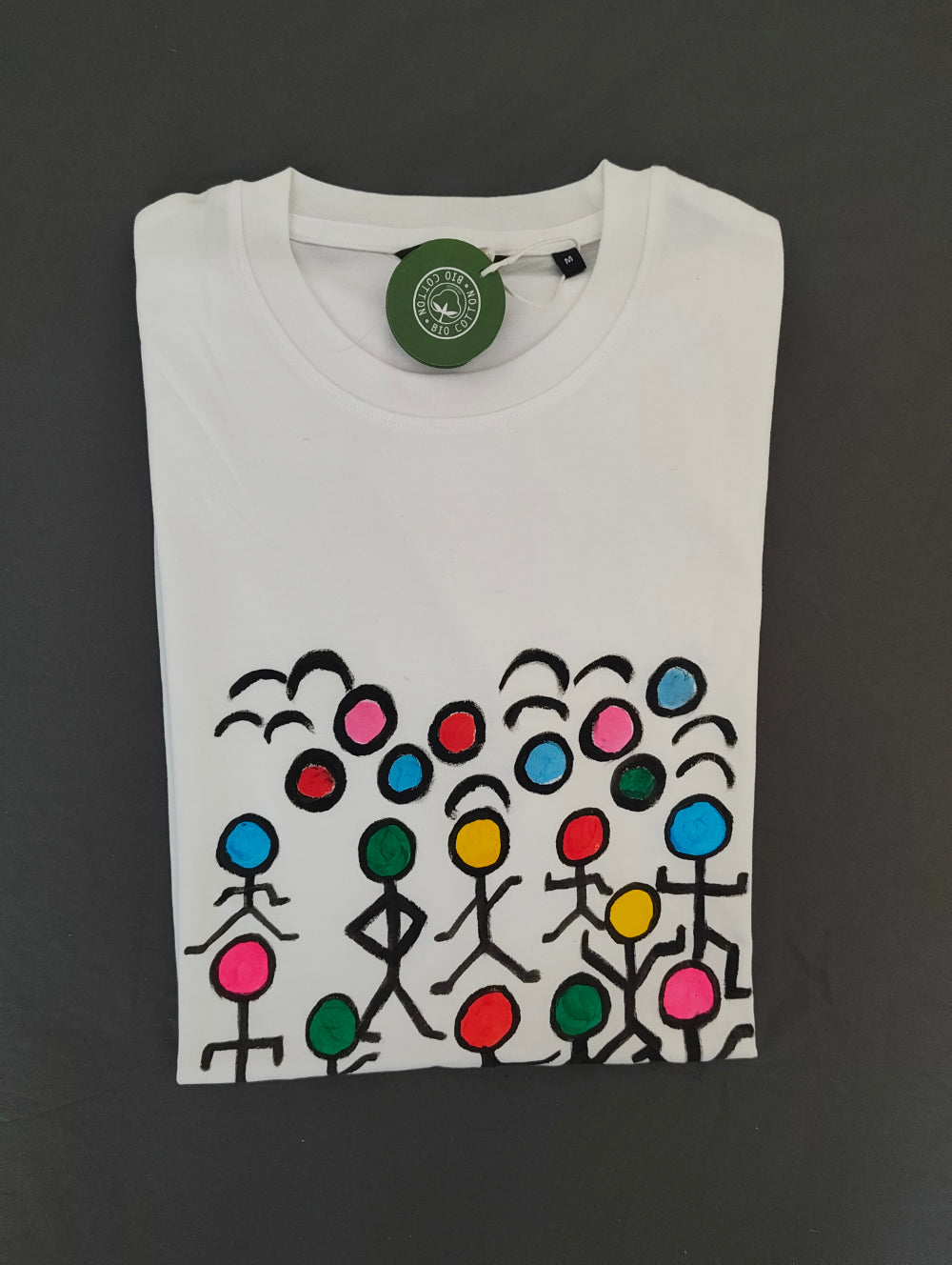 Handbemaltes Herren T-Shirt Happy People Streichmännchen