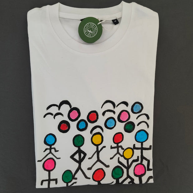 Handbemaltes Herren T-Shirt Happy People Streichmännchen