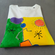 handbemaltes T-Shirt Sunny Boy Bunt Damen Größe L