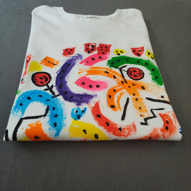Handgemaltes T-Shirt City Life bunt Damen von Monika Ibi Belisimo