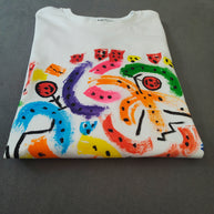 Handgemaltes T-Shirt City Life bunt Damen von Monika Ibi Belisimo