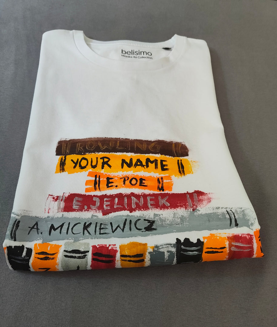 Book Lovers – handbemaltes T-Shirt L