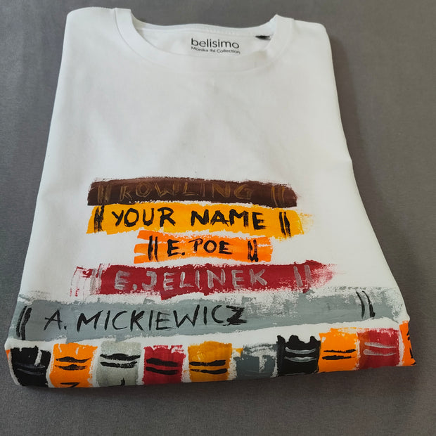 Handgemalte T-Shirt Books Lovers von Monika Ibi Wien Belisimo Einzelstück