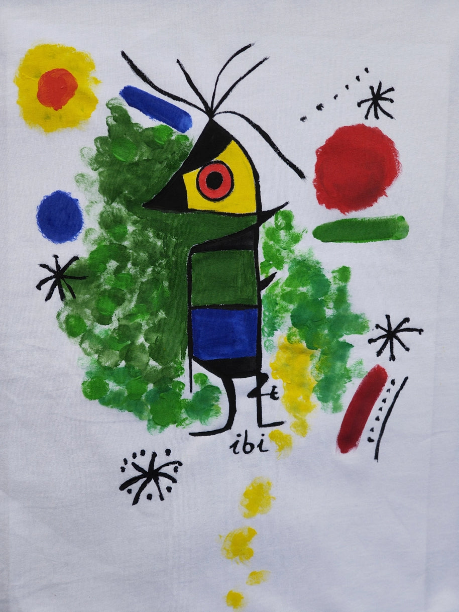 Hobbymalerei T-Shirt bunter Vogel BELISIMO Monika Ibi gemalt in Wien