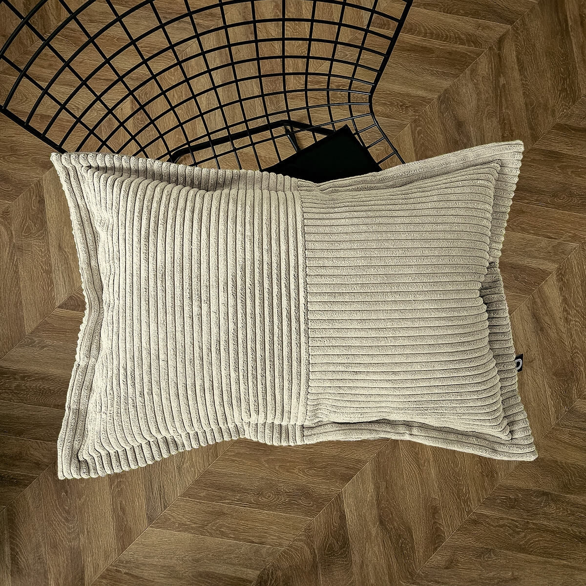 Cord Kissen Patchwork Beige