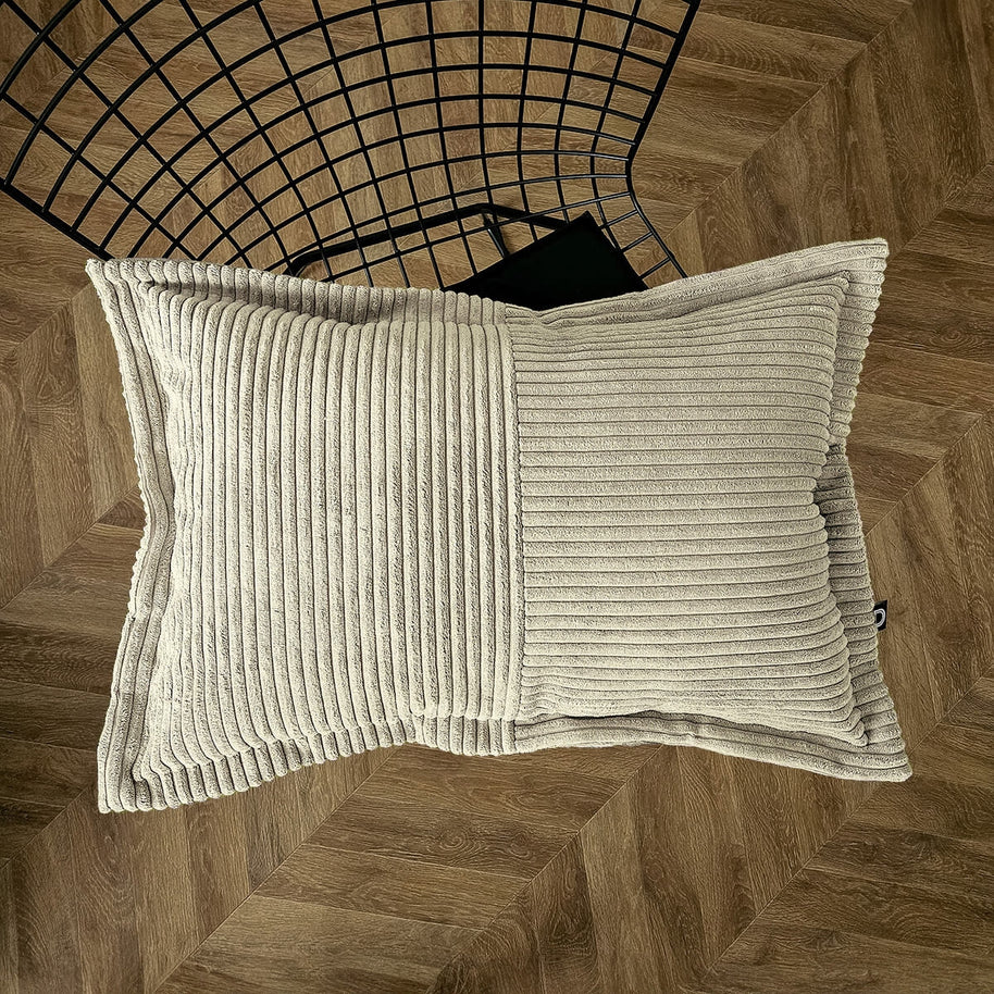Cord Kissen Patchwork Beige