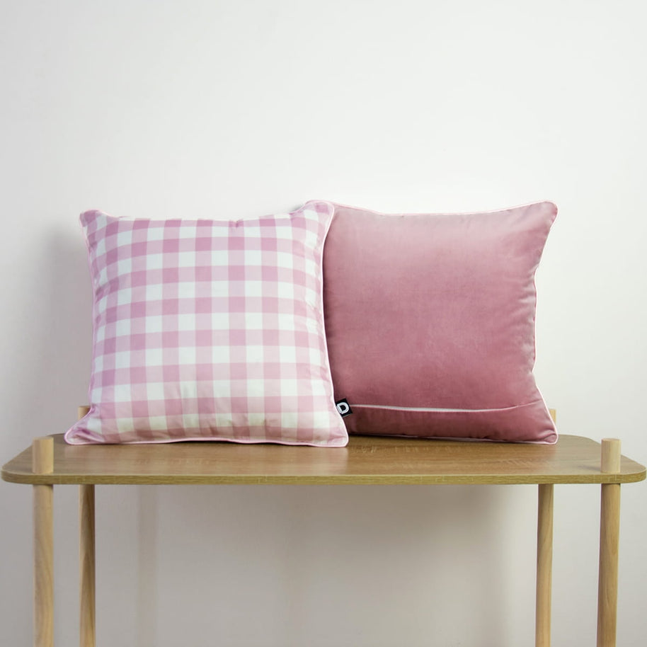 Couch Kissen Karo Rosa 40x40 und 50x50 BELISIMO
