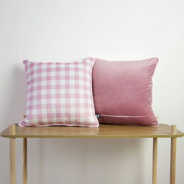 Couch Kissen Karo Rosa 40x40 und 50x50 BELISIMO