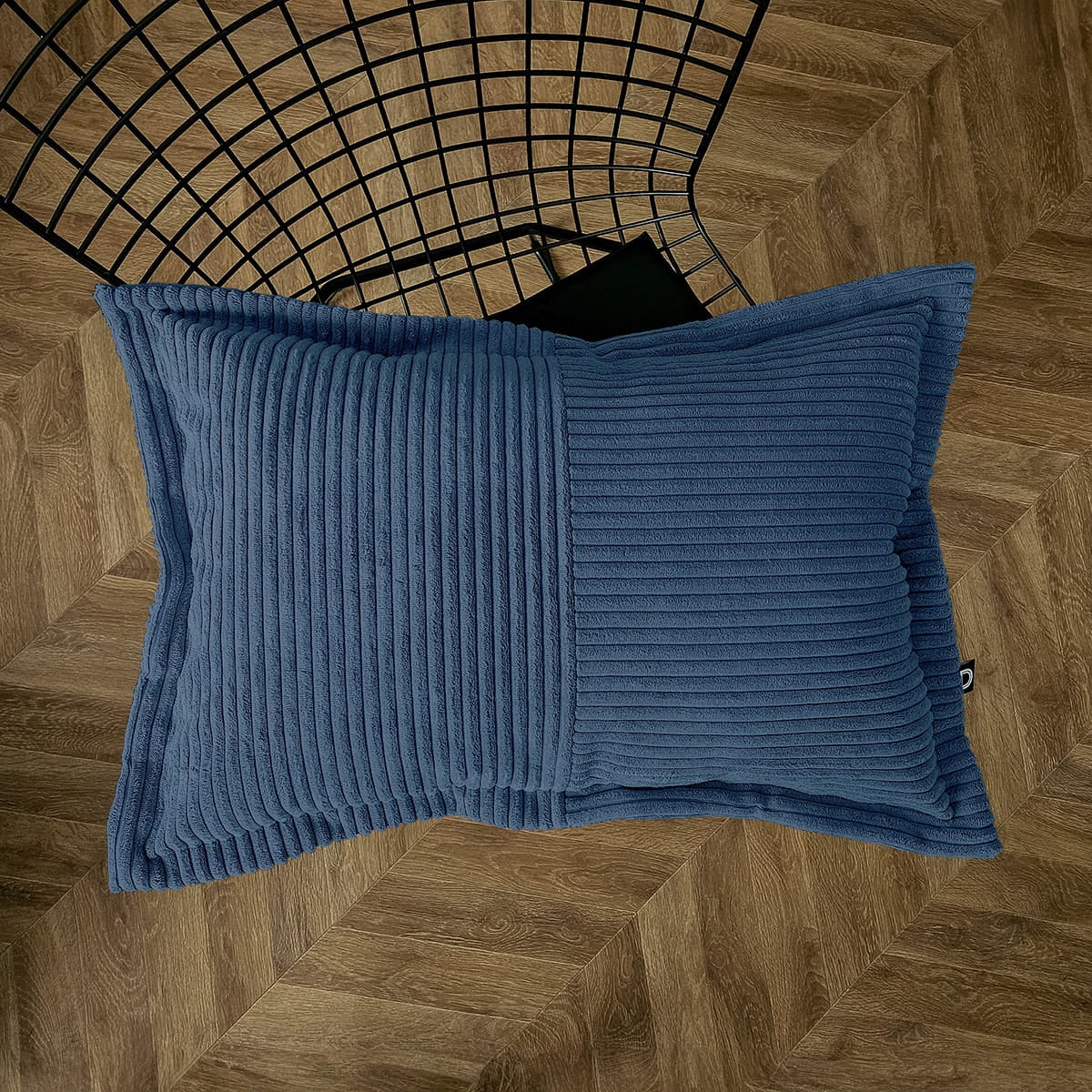 Cord Kissen Patchwork Blau