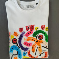 T-Shirt aus Baumwolle Bunt City Life Handbemalt Größe M Damen