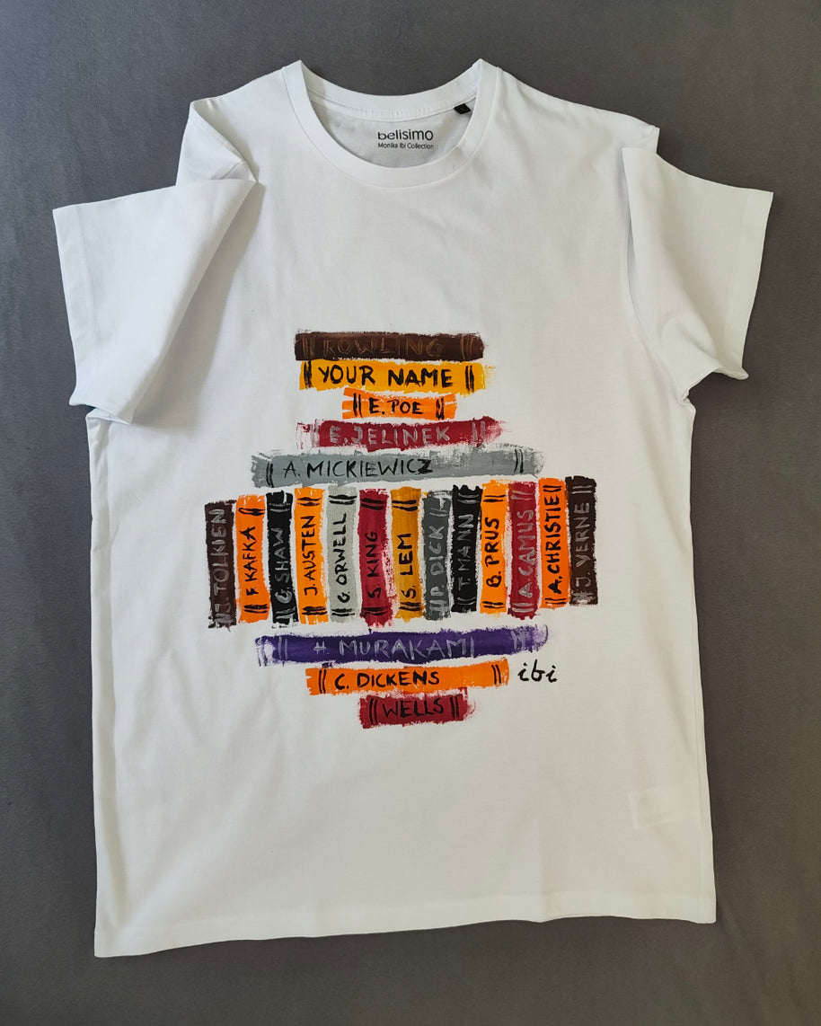 Book Lovers – handbemaltes T-Shirt L