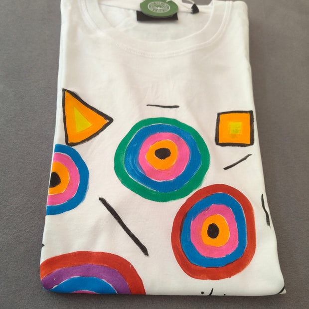T-Shirt handbemalt bunte Kreise 