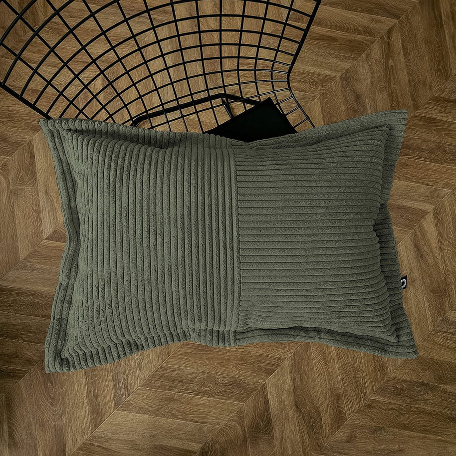 Cord Kissen Patchwork Olivgrün