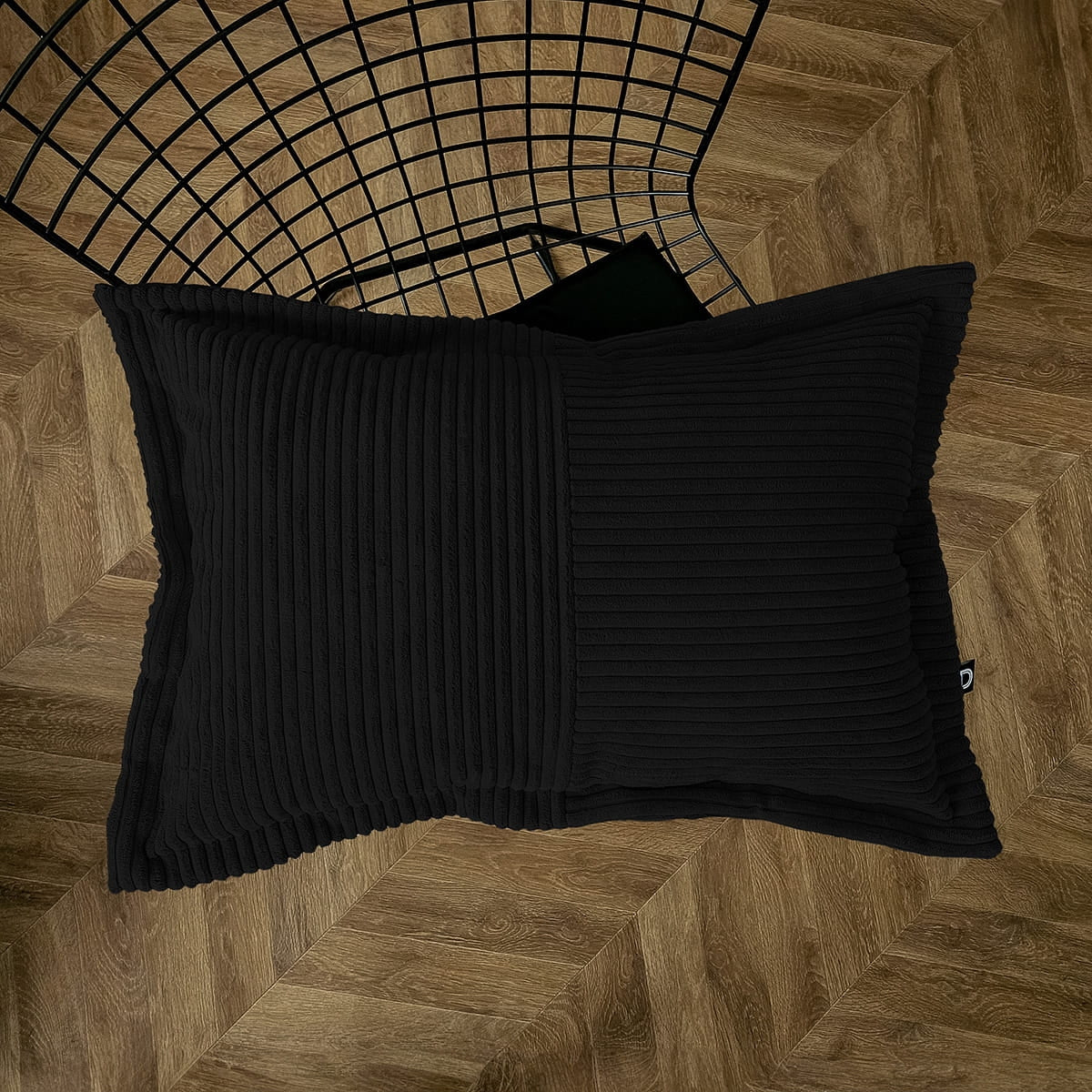 Cord Kissen Patchwork Schwarz