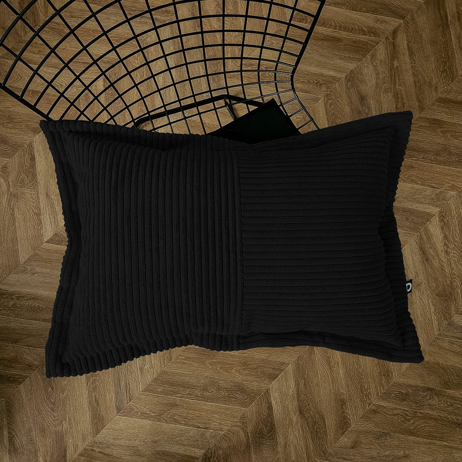 Cord Kissen Patchwork Schwarz