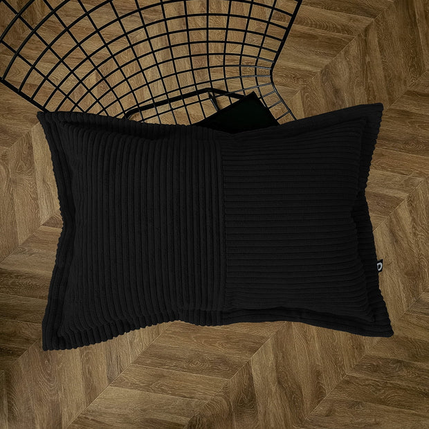 Cord Kissen Patchwork Schwarz