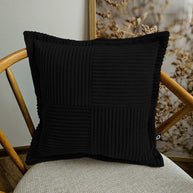 Cord Kissen Patchwork Schwarz