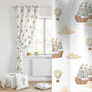 Kinderzimmer Vorhänge vintage Schiffe braun