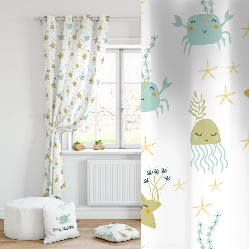 Kinderzimmer Vorhänge Krabben und Seesternen Muster