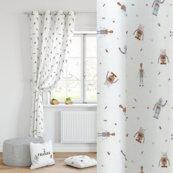 Vorhänge Kinderzimmer Roboter