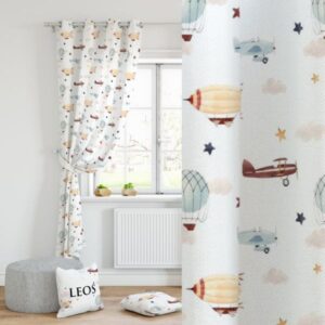 Vintage Flugzeuge und Luftballons Vorhänge für Kinderzimmer