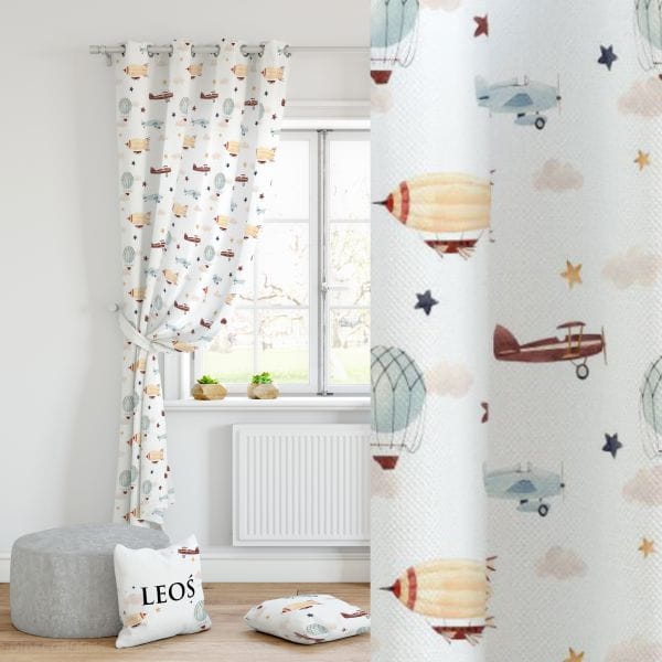 Vintage Flugzeuge und Luftballons Vorhänge für Kinderzimmer