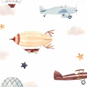 Bunte Kinderzimmer Vorhänge mit Flugzeugen und Ballons