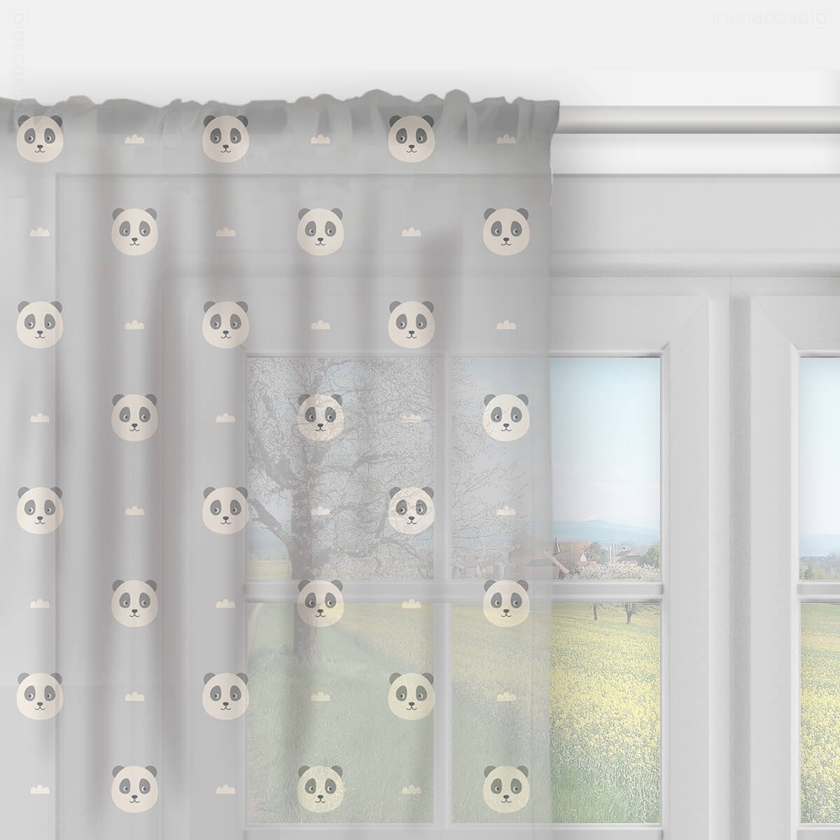 Gardinen Kinderzimmer Pandabären Grau