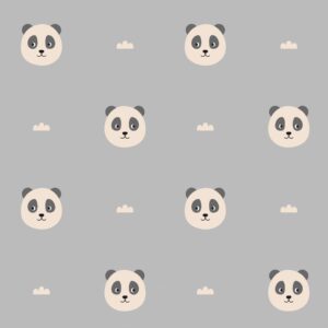 Gardinen und Vorgänge Kinderzimmer Panda Muster Grau