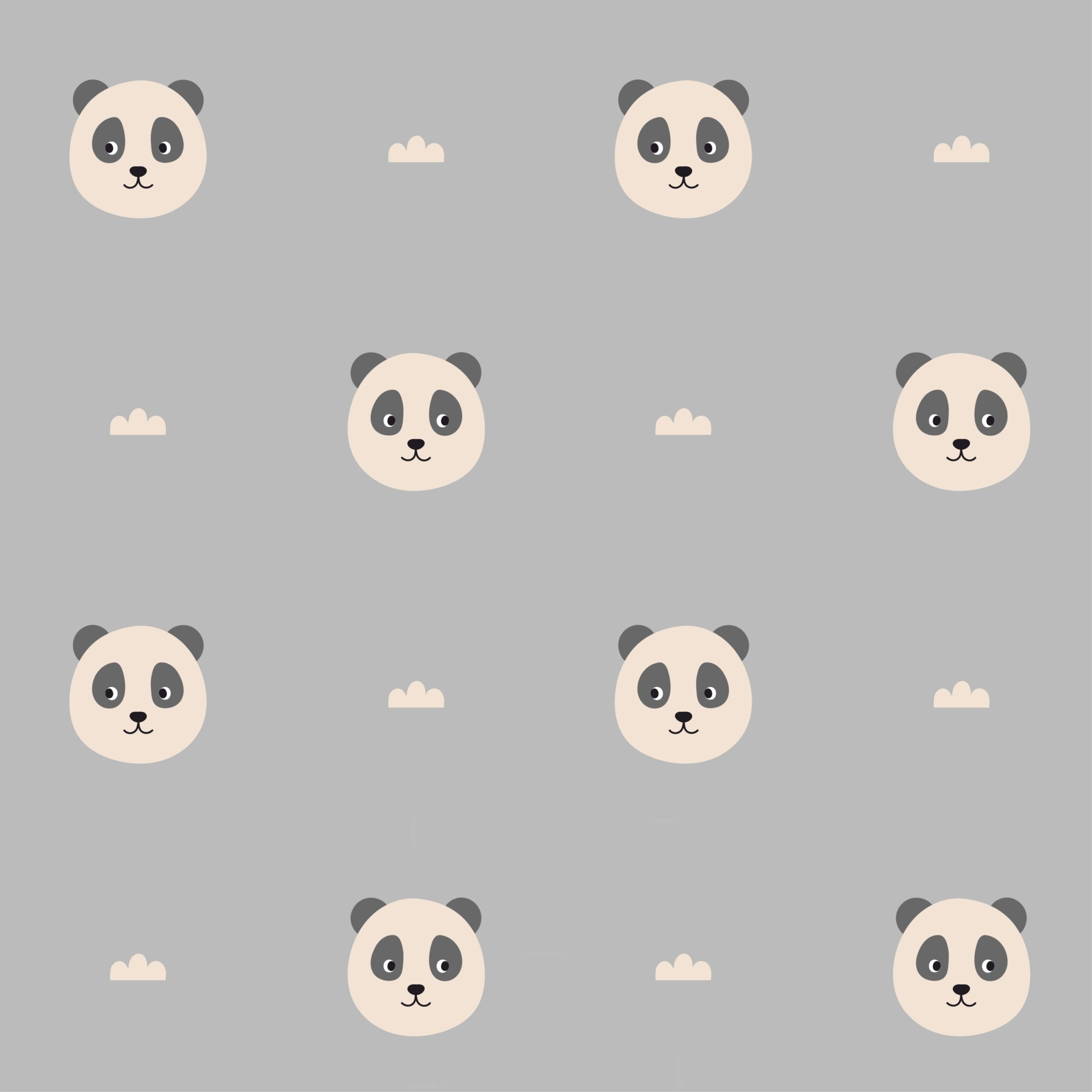 Gardinen und Vorgänge Kinderzimmer Panda Muster Grau