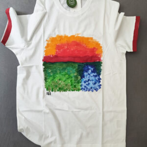 Handbemaltes T-Shirt Sonnenuntergang Acrylfarben Belisimo
