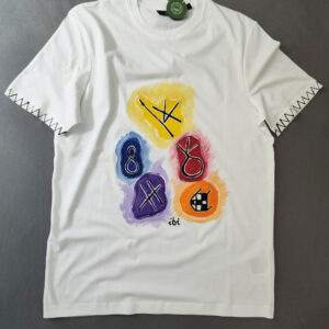 Buntes, handgemaltes T-Shirt-abstraktes buntes Muster